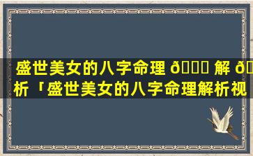 盛世美女的八字命理 🐛 解 🌷 析「盛世美女的八字命理解析视频」